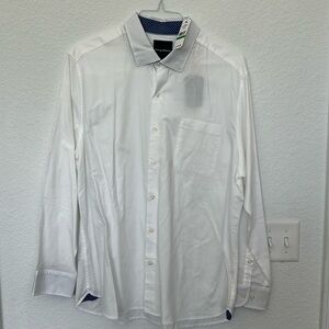 New - Tommy Bahama - White Cotten Stretch Shirt - L